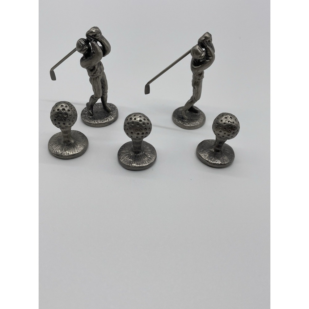 Golf Pewter Tic Tac Toe - 2 Golfers & 3 Golf Balls Golfing Knick Knacks